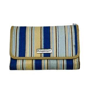 10/$25🦋 Longaberger Blue & Tan Striped Wallet